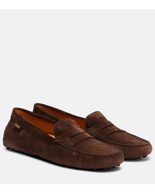 Tod's Brown Mokassins Gommino Aus Veloursleder