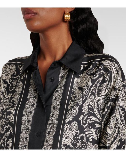 Nili Lotan Black Alfie Paisley Silk Twill Shirt