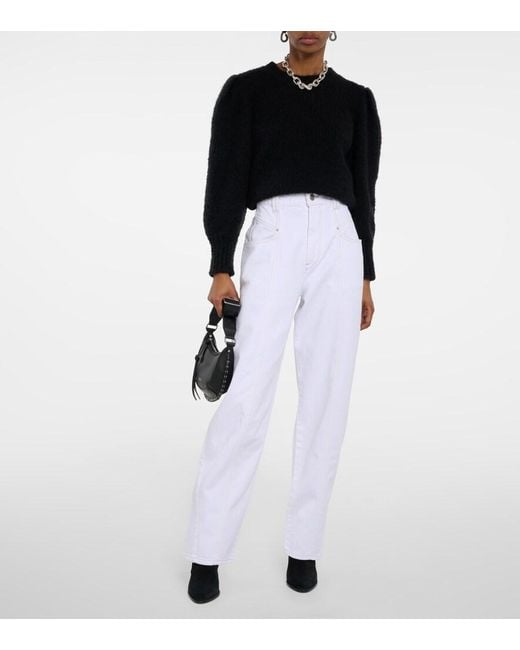 Isabel Marant White Vetan High-Rise Wide-Leg Jeans