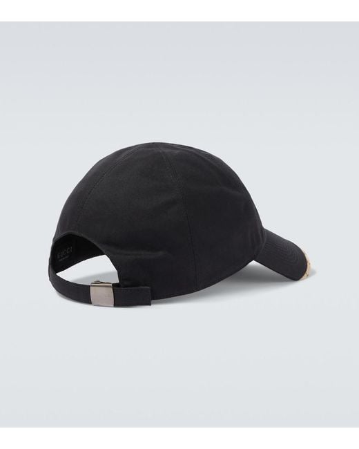 Gucci Black Gg Canvas Cotton-Blend Baseball Cap for men