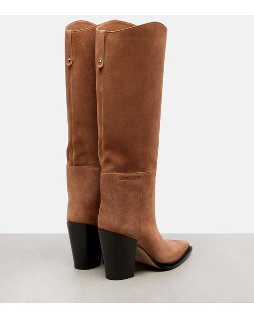 Jimmy Choo Brown Cece 80 Suede Knee-High Boots