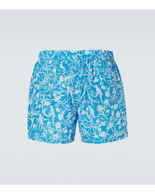Kiton Blue Printed Swim Trunks for men