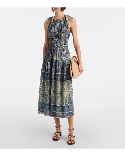 Vestido Largo Essie En Mezcla De Algodon Ulla Johnson de color Blue