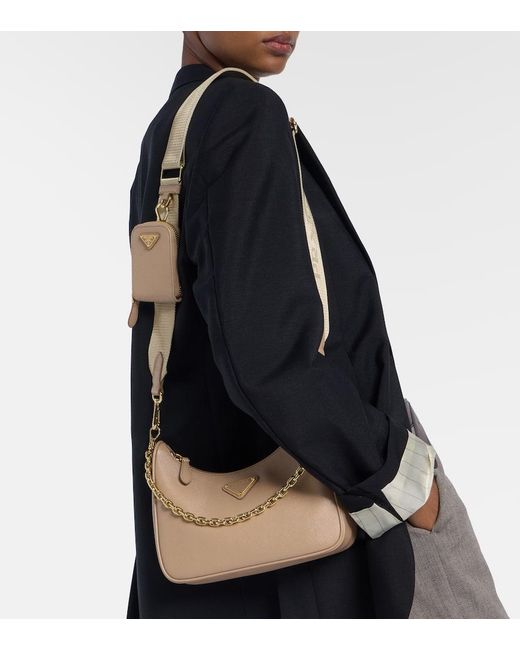 Prada Natural Schultertasche Re-Edition 2005 Aus Leder