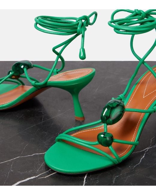 Zimmermann Green Gleam 65 Embellished Leather Sandals