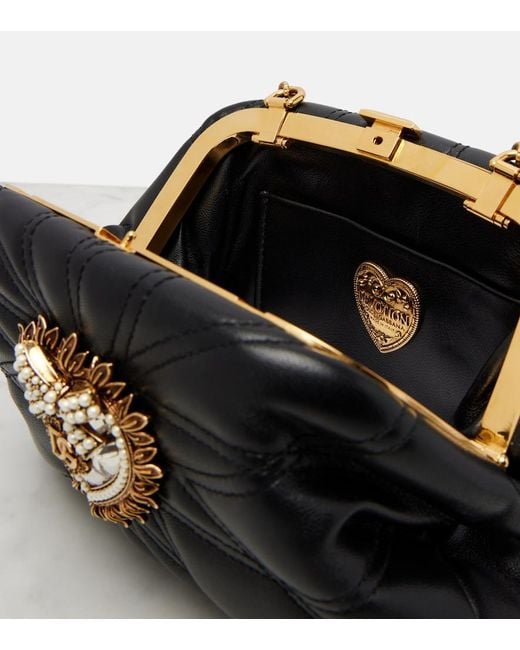 Dolce & Gabbana Black Devotion Small Leather Shoulder Bag