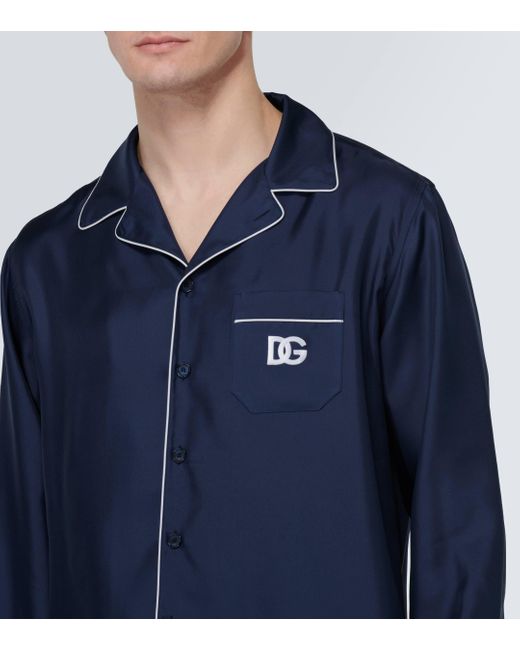 Chemise en soie a logo Dolce & Gabbana pour homme en coloris Blue