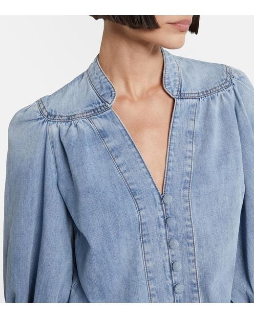 Blusa Di Jeans Lucky di Zimmermann in Blue