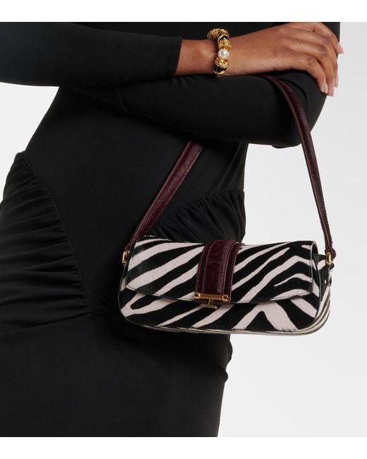 The New Arrivals Ilkyaz Ozel Black Zebree.07 Calf Hair Shoulder Bag