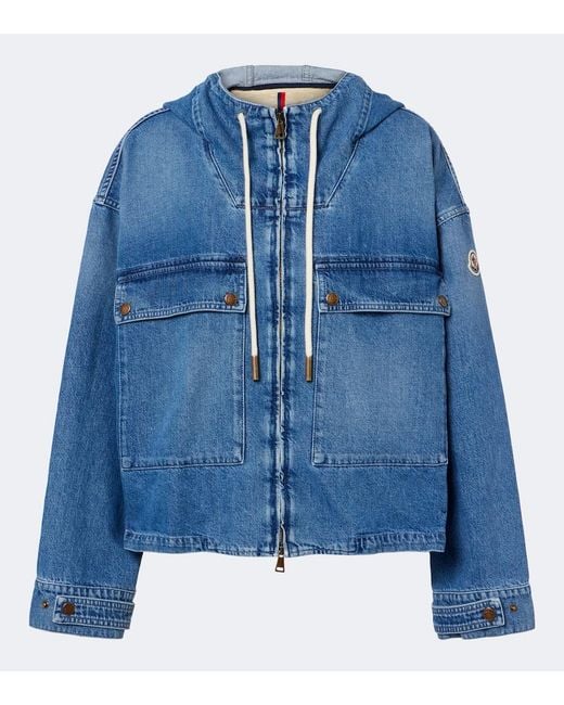 Moncler Blue Ecrevisse Layered Denim Down Jacket