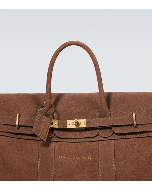 Brunello Cucinelli Brown Leather Duffel Bag for men