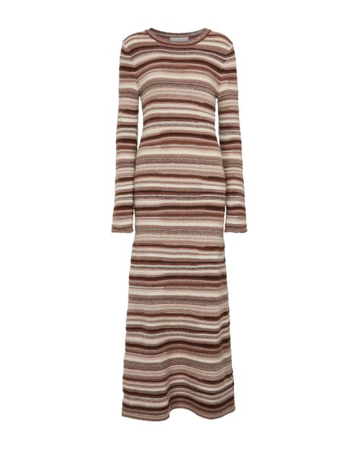 Chloé Gray Striped Cashmere-blend Sweater Dress