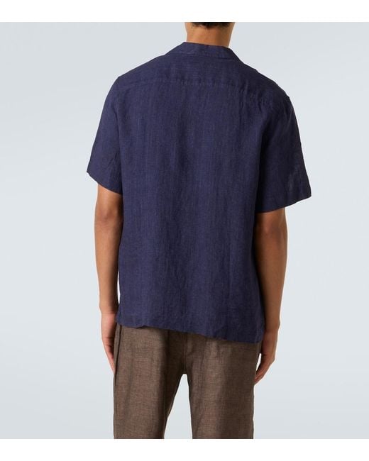Frescobol Carioca Blue Angelo Linen Shirt for men