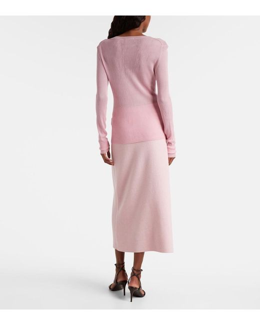 Khaite Pink Mosi Knitted Silk Top