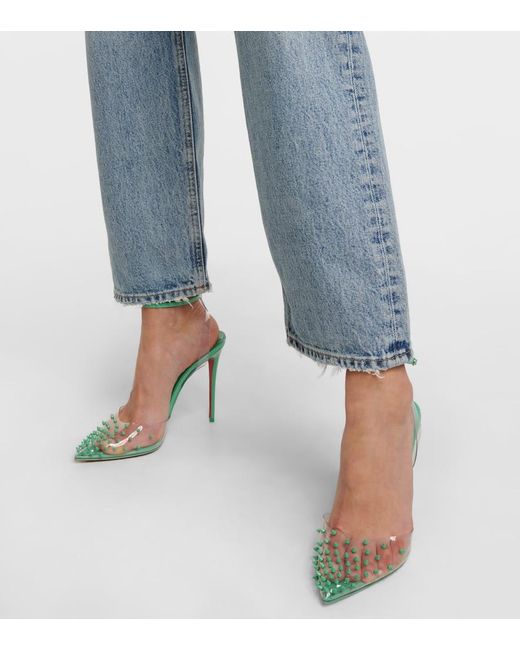 Christian Louboutin Green Spikoo 100 Pvc And Leather Pumps