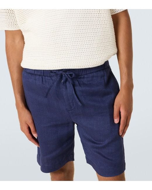 Frescobol Carioca Blue Felipe Linen And Cotton Shorts for men