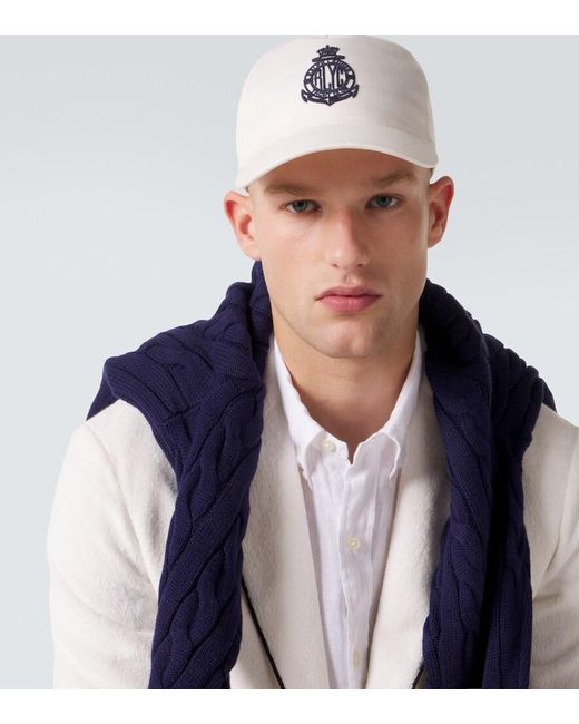 Ralph Lauren White Logo Silk And Linen Canvas Baseball Cap for men