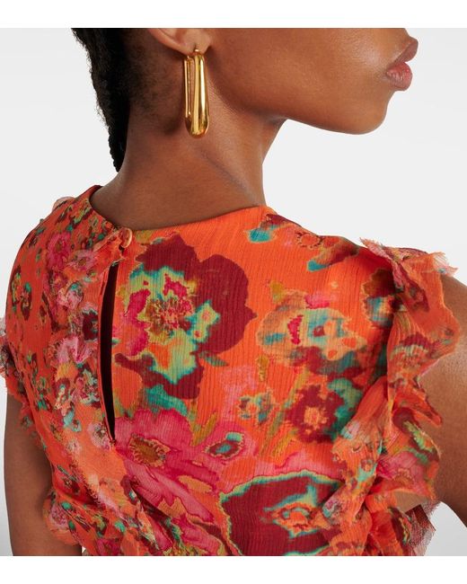 Ulla Johnson Red Midikleid Avrelie Aus Seide