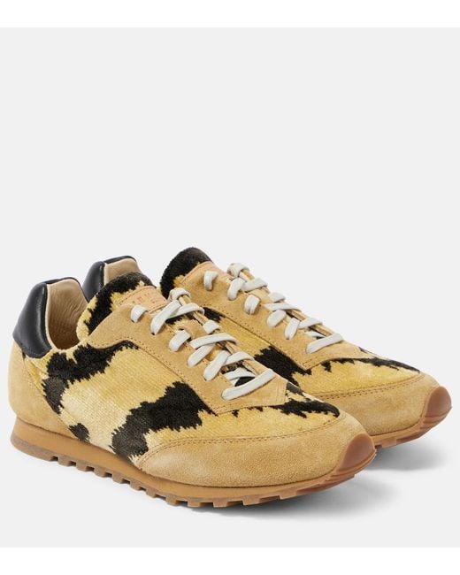 Le Monde Beryl Yellow Slim Runner Velvet And Suede Sneakers