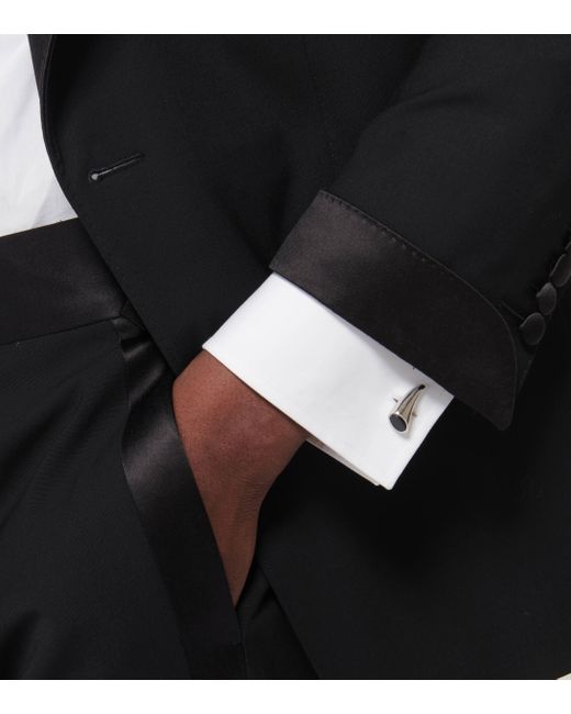 Lanvin White Embellished Cufflinks With Onyx for men