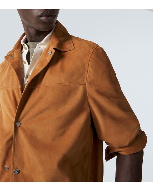 Brunello Cucinelli Brown Suede Jacket for men