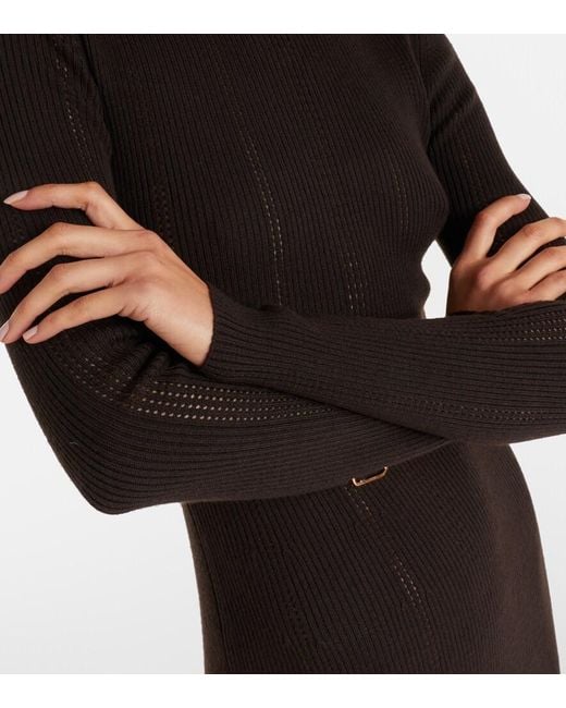 Gabriela Hearst Black Imagene Rib-Knitted Wool Midi Dress