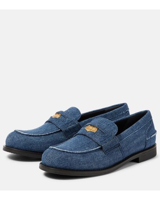Miu Miu Blue Loafers aus Denim