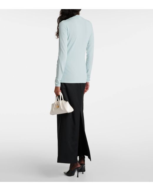 Givenchy Blue Draped Crepe Jersey Top