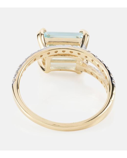 Mateo Blue Point Of Focus 14kt Gold Ring With Diamonds And Topaz