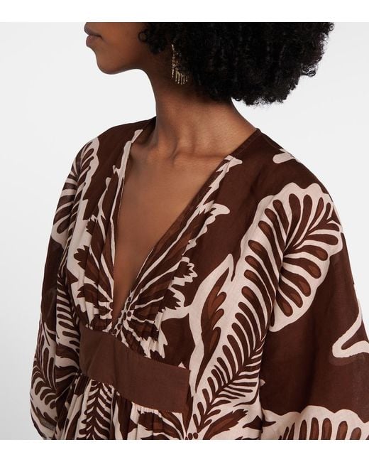 Poupette Brown Sol Printed Cotton Muslin Kaftan