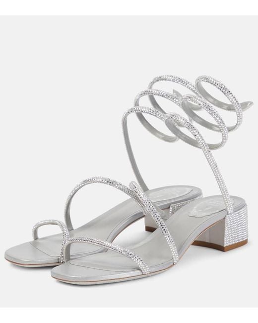 Rene Caovilla White Cleo Embellished Sandals