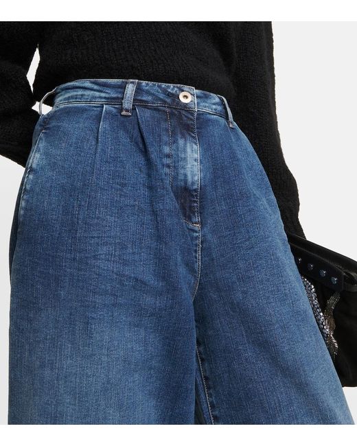 AG Jeans Blue Stella High-Rise Wide-Leg Jeans