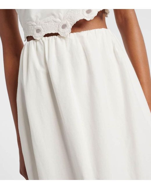 Falda Larga Antoinette De Algodon Bordada Posse de color White