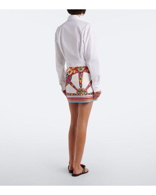 Dolce & Gabbana Red Carretto Cotton Miniskirt