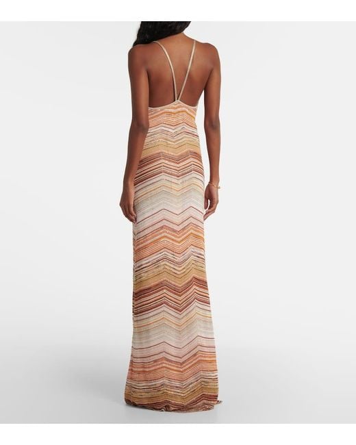 Missoni White Zigzag Lame Maxi Dress
