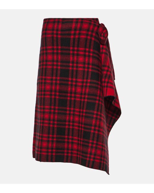 Jupe portefeuille en laine a carreaux Polo Ralph Lauren en coloris Red