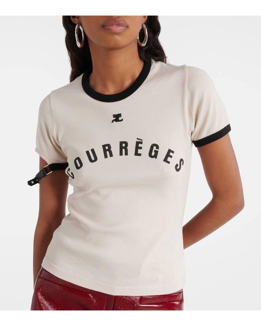 Courreges Natural T-Shirt aus Baumwoll-Jersey