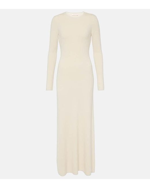 Valentino White Silk Boucle Maxi Dress