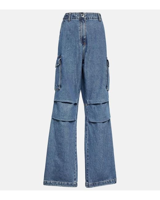 Coperni Blue Wide-Leg Denim Cargo Pants