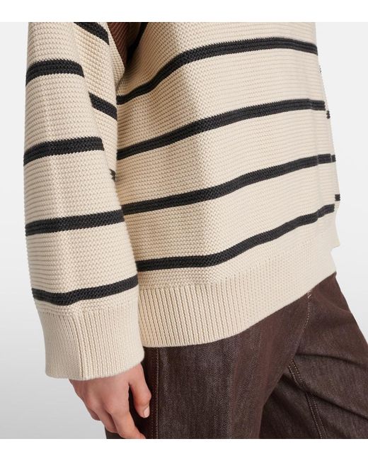 Brunello Cucinelli Natural Striped Cotton Sweater