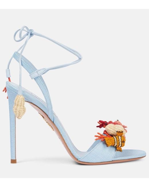 Aquazzura Blue Sandalen Marea Aus Raffiabast