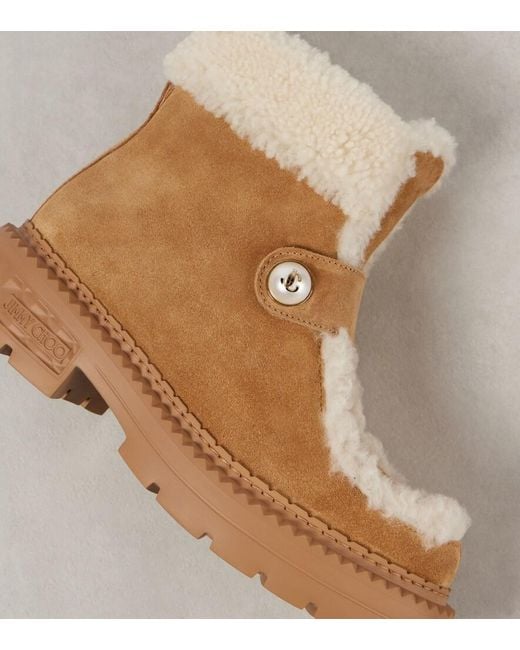 Jimmy Choo Brown Shea Shearling-Lined Suede Ankle Boots