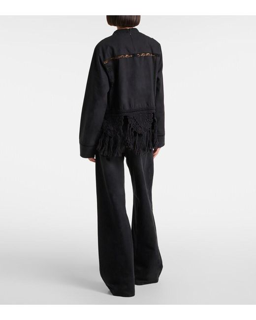 Isabel Marant Black Severine Open-Knit Macrame Cotton Blouse