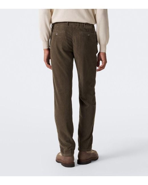 Kiton Gray Cotton Corduroy Tapered Pants for men