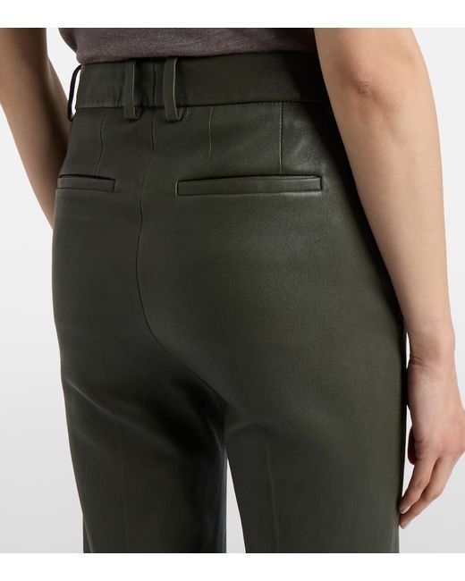 Joseph Green Leather Slim Pants