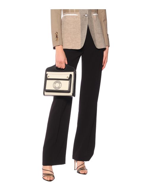 mini logo graphic canvas and leather pocket bag