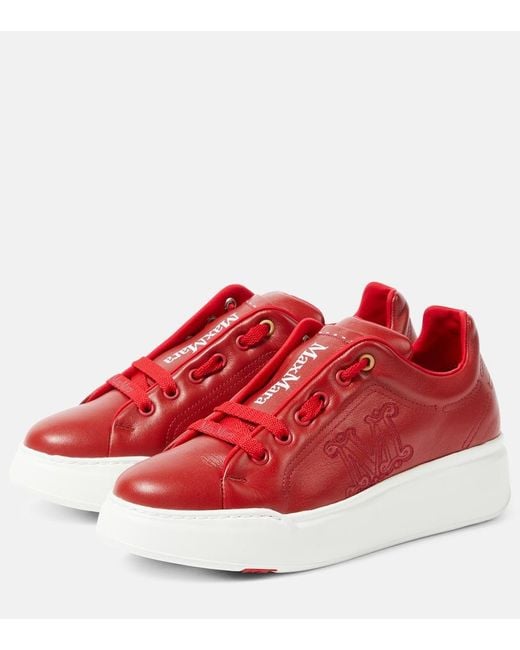 Max Mara Red Sneakers Maxi aus Leder