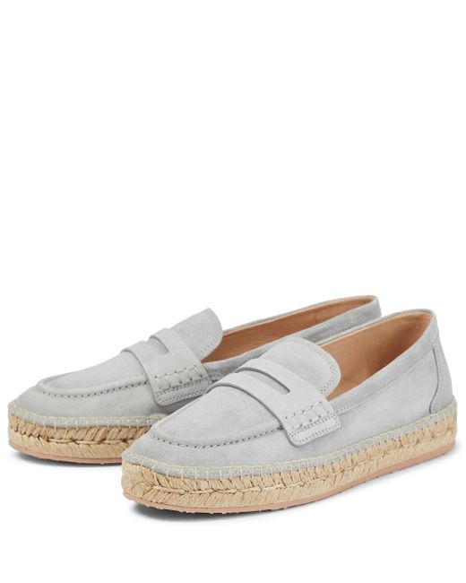 Gianvito Rossi Lido Suede Espadrille Loafers in Grey (Grey) | Lyst Canada