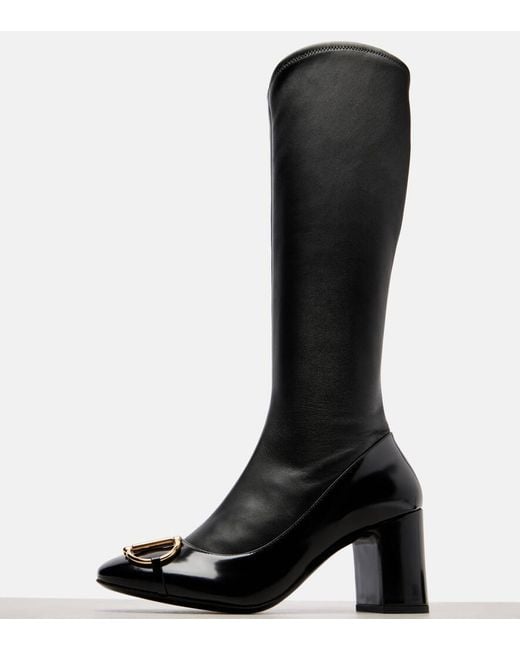 Gucci Black Stiefel Alfa Horsebit 75 Aus Leder