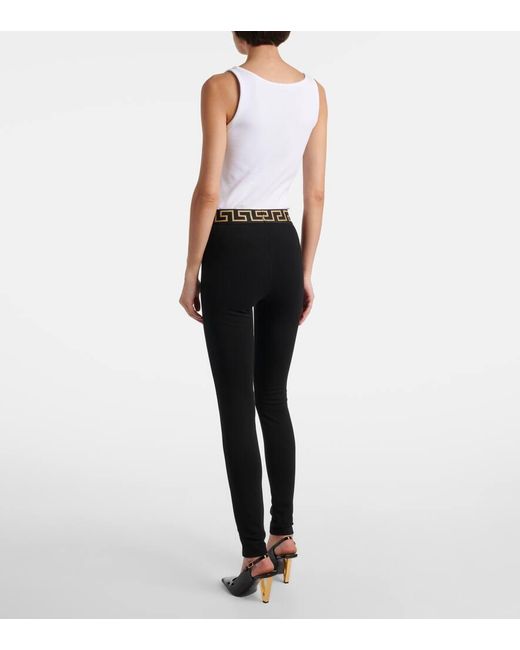 Versace Blue Greca Border Leggings
